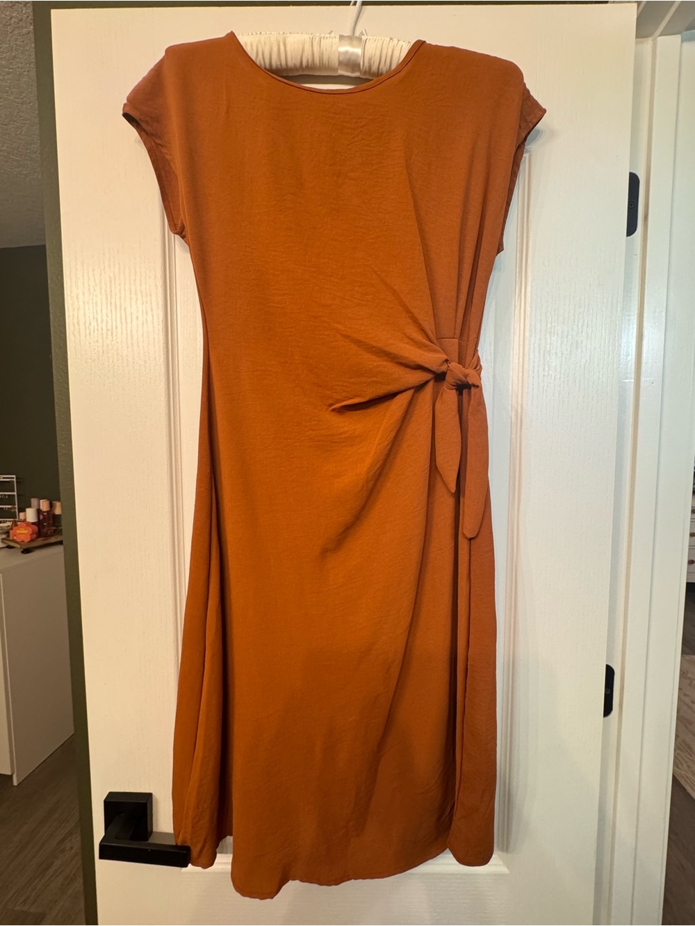 See You Monday Rust Midi Dress with Side Knot
